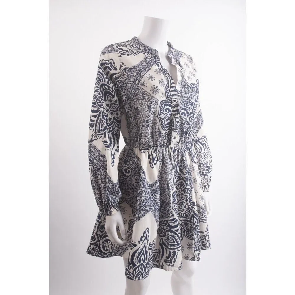 Zara Womans Mini Dress Size S Navy Blue Floral Cotton 9878/238 NWOT NO Belt